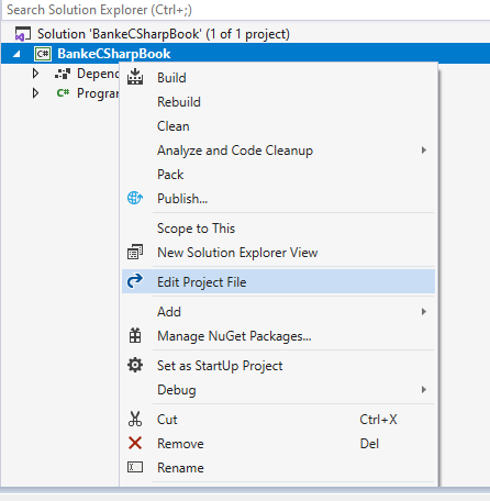 Edit your project file